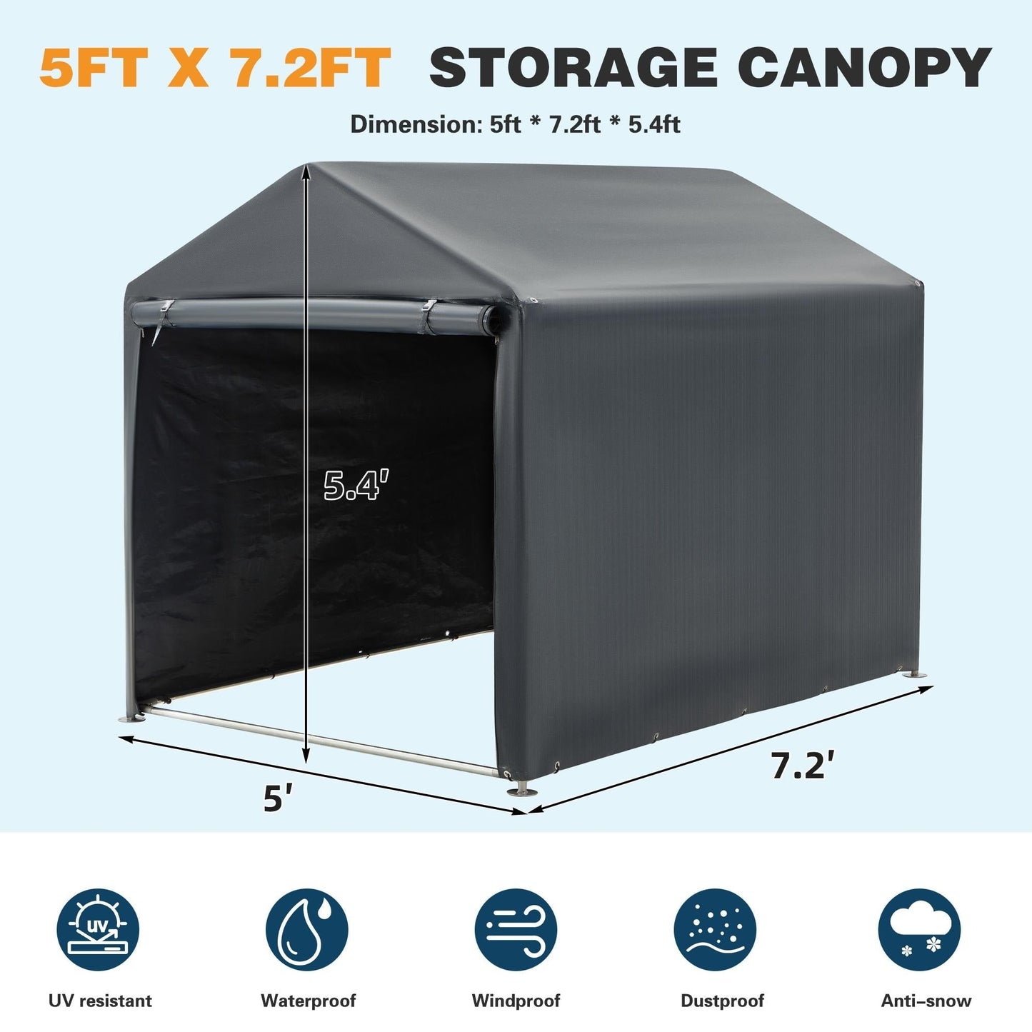 Outdoor Storage Shed and Carport Canopy: Portable Shelter for Bikes, Motorcycles, and Garden Storage