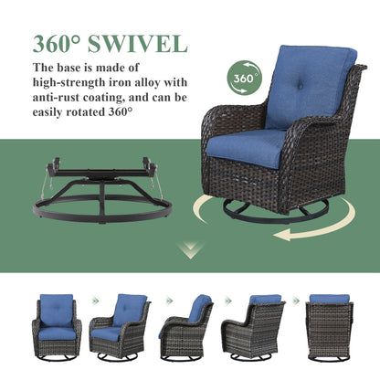Gymojoy Outdoor Wicker Rocking Lounge Chairs with Swivel Base (Set of 2)