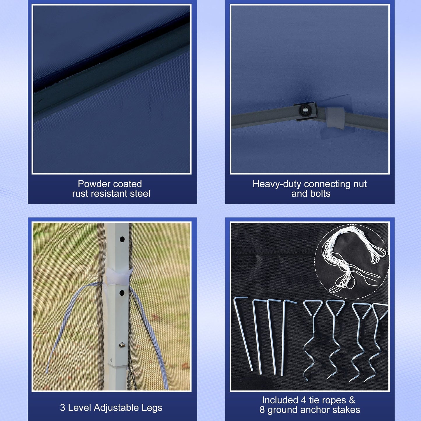 Outsunny 10' x 10' Heavy Duty Pop Up Canopy with Removable Mesh Sidewall Netting, Easy Setup Design, Outdoor Party Event