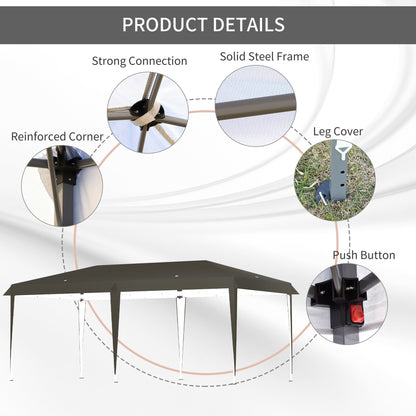 Outsunny Heavy Duty Pop Up Canopy with Sturdy Frame, UV Fighting Roof, Carry Bag for Patio, Backyard, Beach, Garden