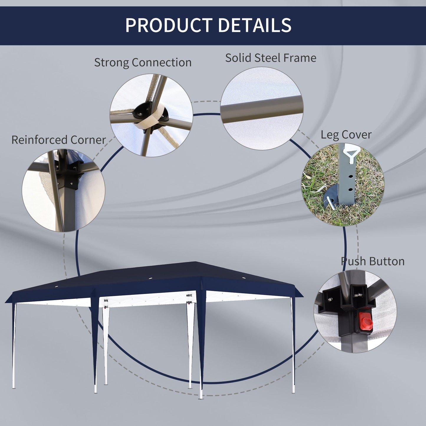 Outsunny Heavy Duty Pop Up Canopy with Sturdy Frame, UV Fighting Roof, Carry Bag for Patio, Backyard, Beach, Garden