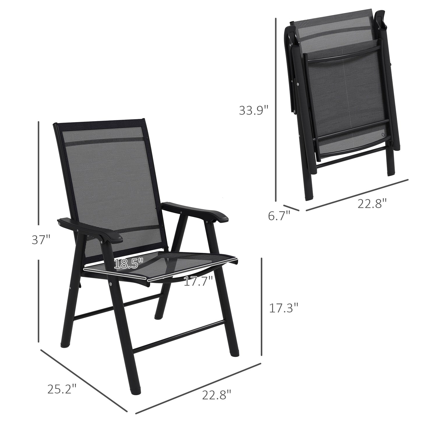 Outsunny 4-piece Folding Patio Chair Set with a Simple & Chic Design, Comfortable for the Deck, Garden, Yard & Travel