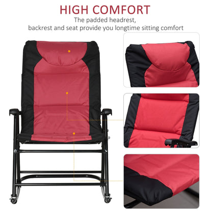 Outsunny Folding Rocking Chair Set with Padded Seat and Back, Pillow
