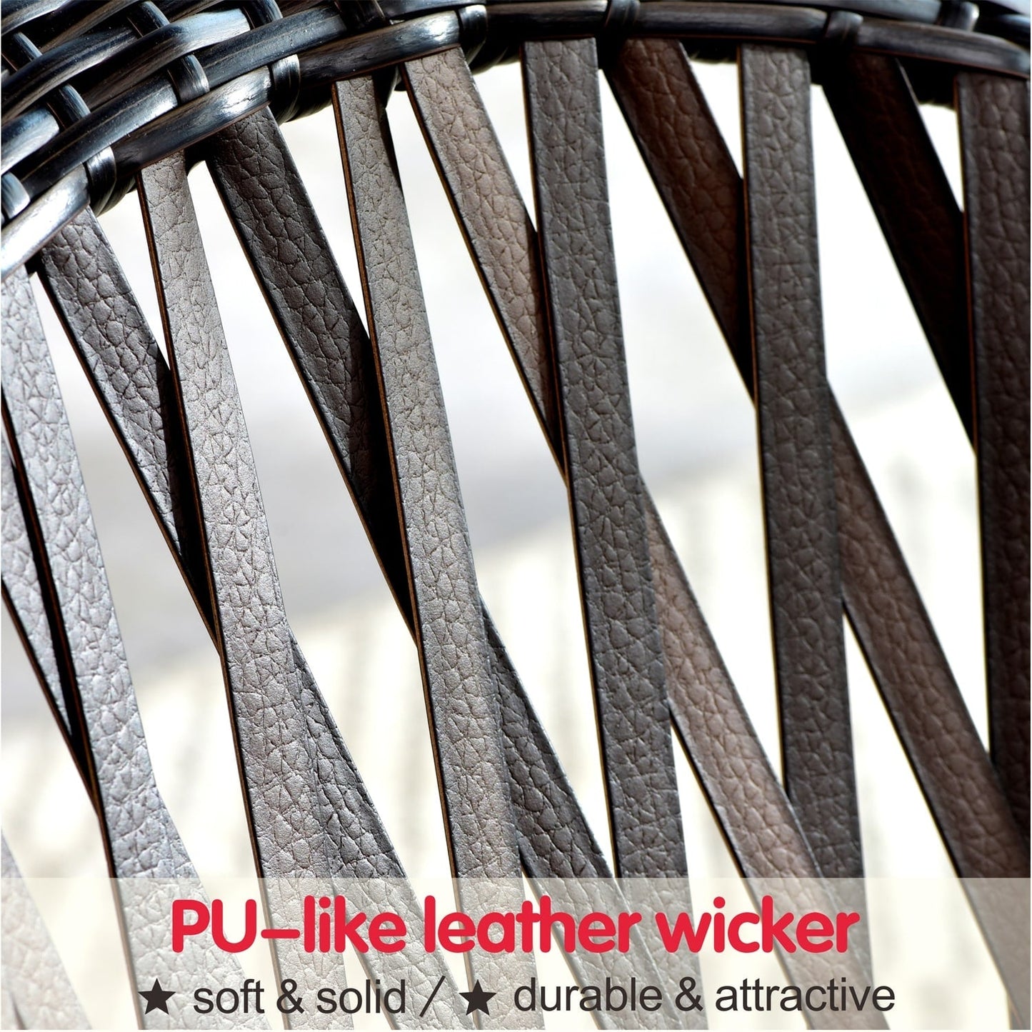 OVIOS 3-piece Patio Rocking Chair Bistro Set with Glass Coffee Table