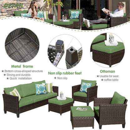 OVIOS 5-piece Patio Furniture Wicker Outdoor High-back Seating Set