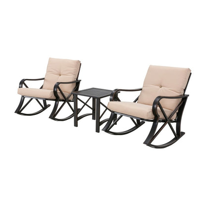 PATIO FESTIVAL 3-Piece Outdoor Rocker Conversation Set w/ Cushions