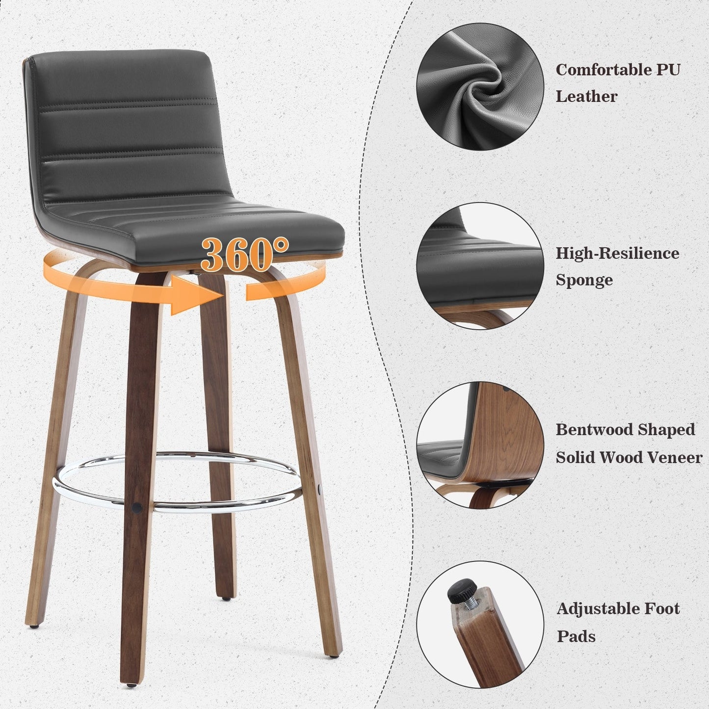 26/29 Faux Leather Swivel Bar/Counter Stools, Set of 2/3