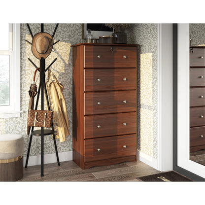 Palace Imports 100% Solid Wood 5-Jumbo Drawer Chest with Lock, Metal or Wooden Knobs