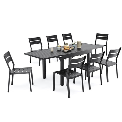 Pellebant 5/7/9-piece Aluminum Outdoor Dining Set Expandable Table and Stackable Chairs