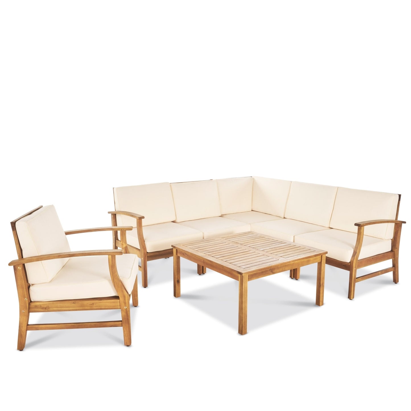 Perla Outdoor 7-piece Acacia Wood Sofa Set with Cushion by Christopher Knight Home