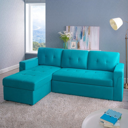 Reversible Sectional Sofa with Pull-Out Sleeper Bed, Hidden Storage Chaise, Durable Legs,