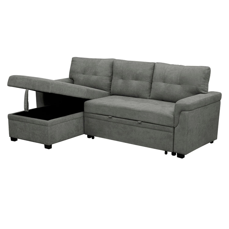 Reversible Sectional Sofa with Pull-Out Sleeper Bed, Hidden Storage Chaise, Durable Legs,