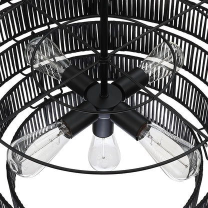 Piersan 5-Light Modern Bohemian Chandelier with Tiered Rattan Shade - 26 in. W
