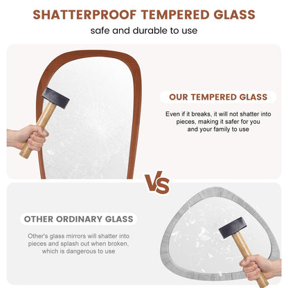 Pine Frame Cobblestone Shaped Asymmetrical Wall Mirror