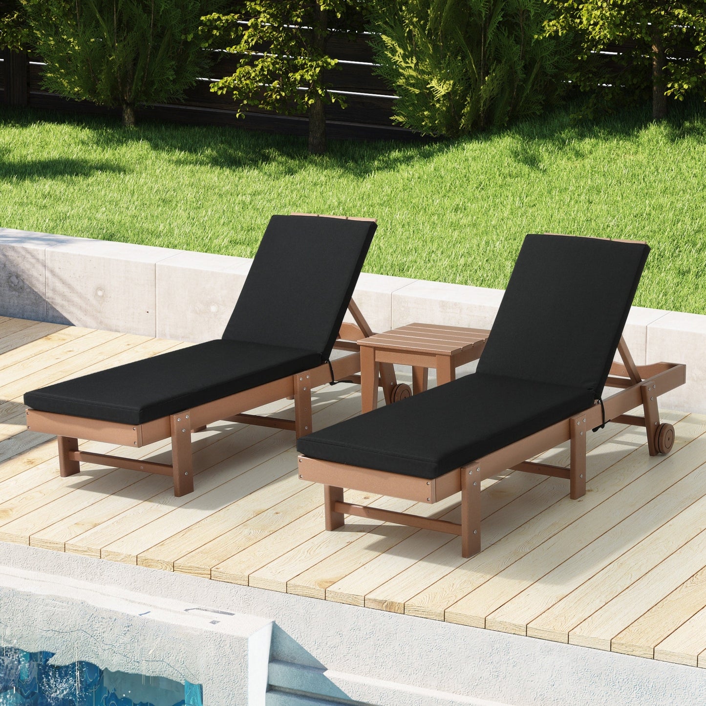 Polytrends Fading Free All Weather Outdoor Patio Chaise Lounge Cushions - (Set of 2)