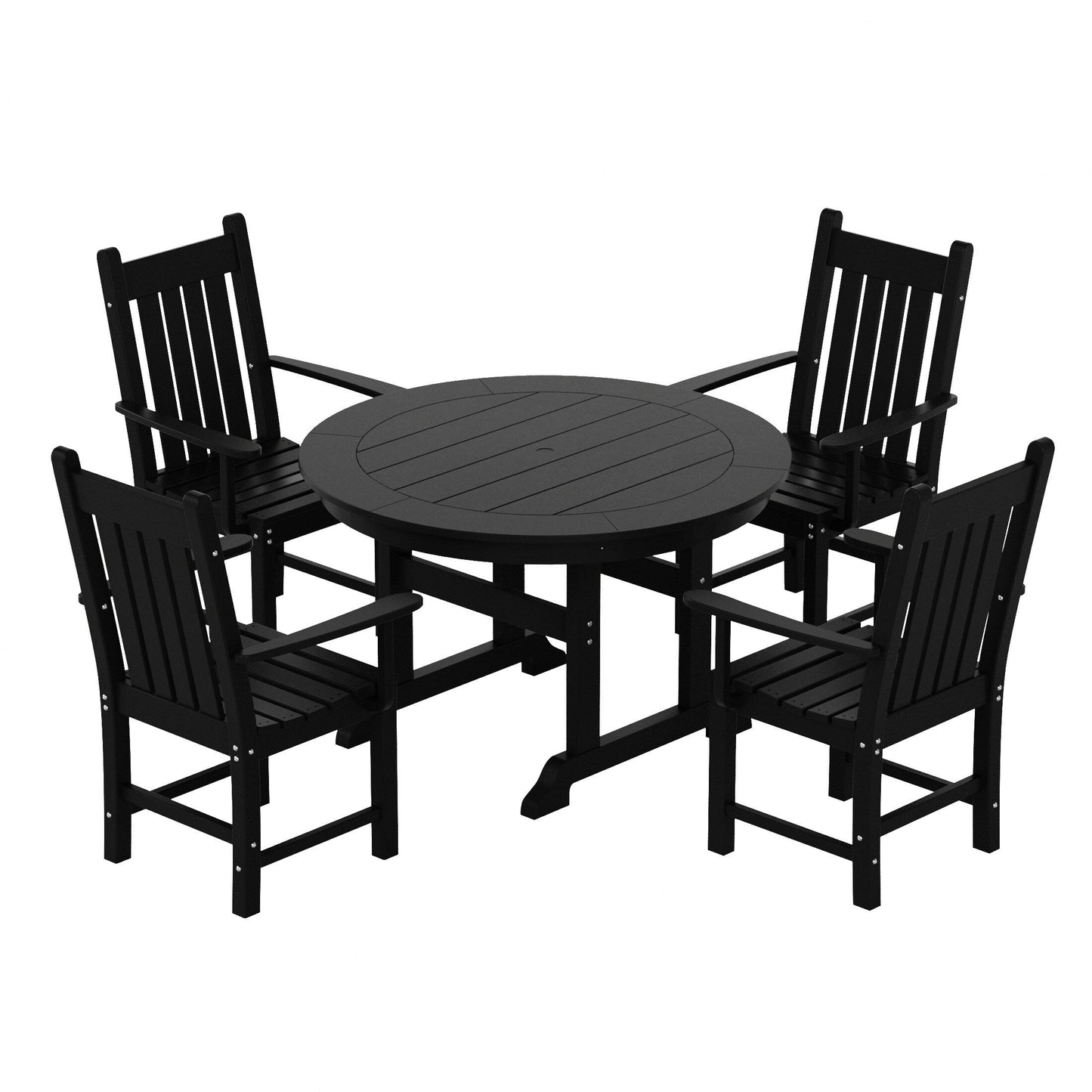 Polytrends Laguna Hdpe All Weather Outdoor Patio Dining Set with Round Table, Armchairs (5-Piece Set)