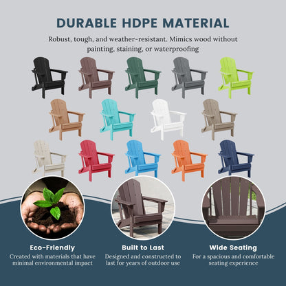 Polytrends Laguna Fade Resistant All Weather Outdoor Patio Folding Adirondack Chair