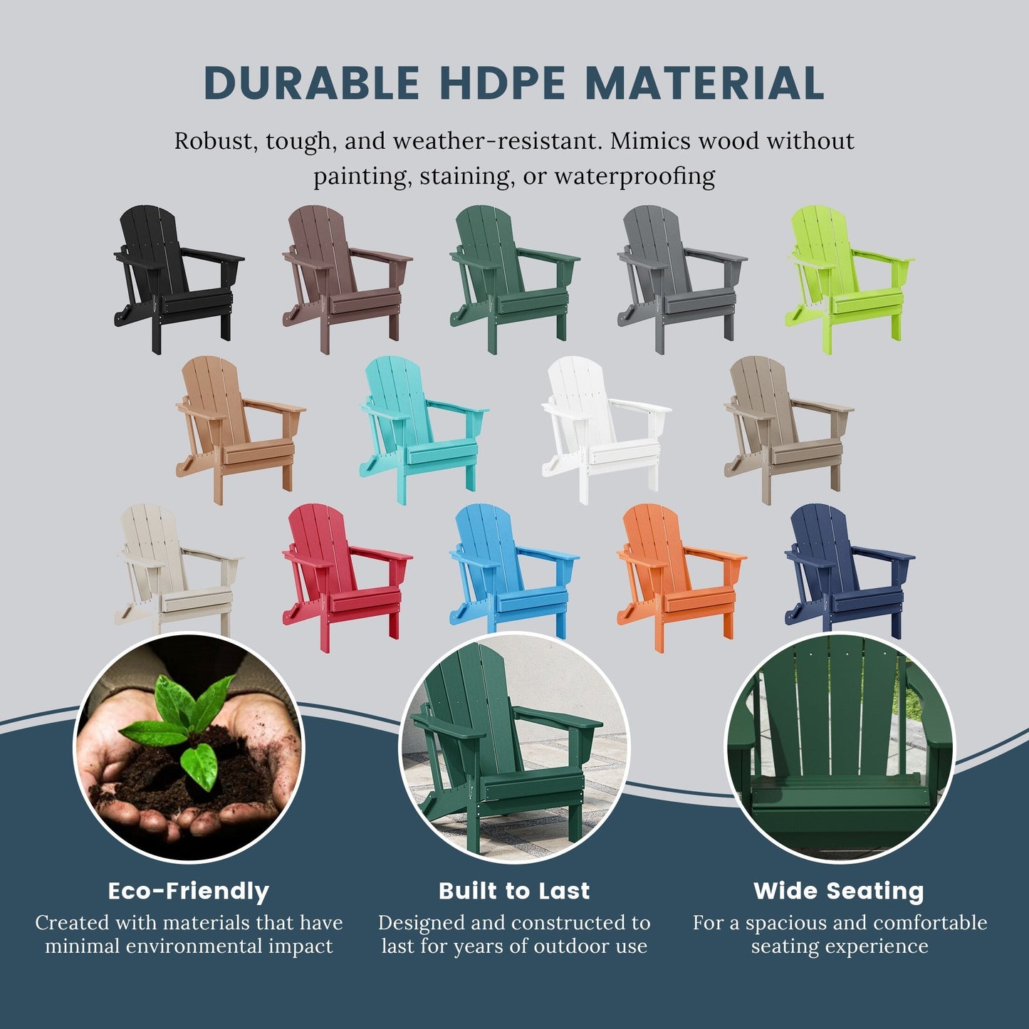 Polytrends Laguna Weather Resistant Outdoor Patio Folding Adirondack Chairs (Set of 4)