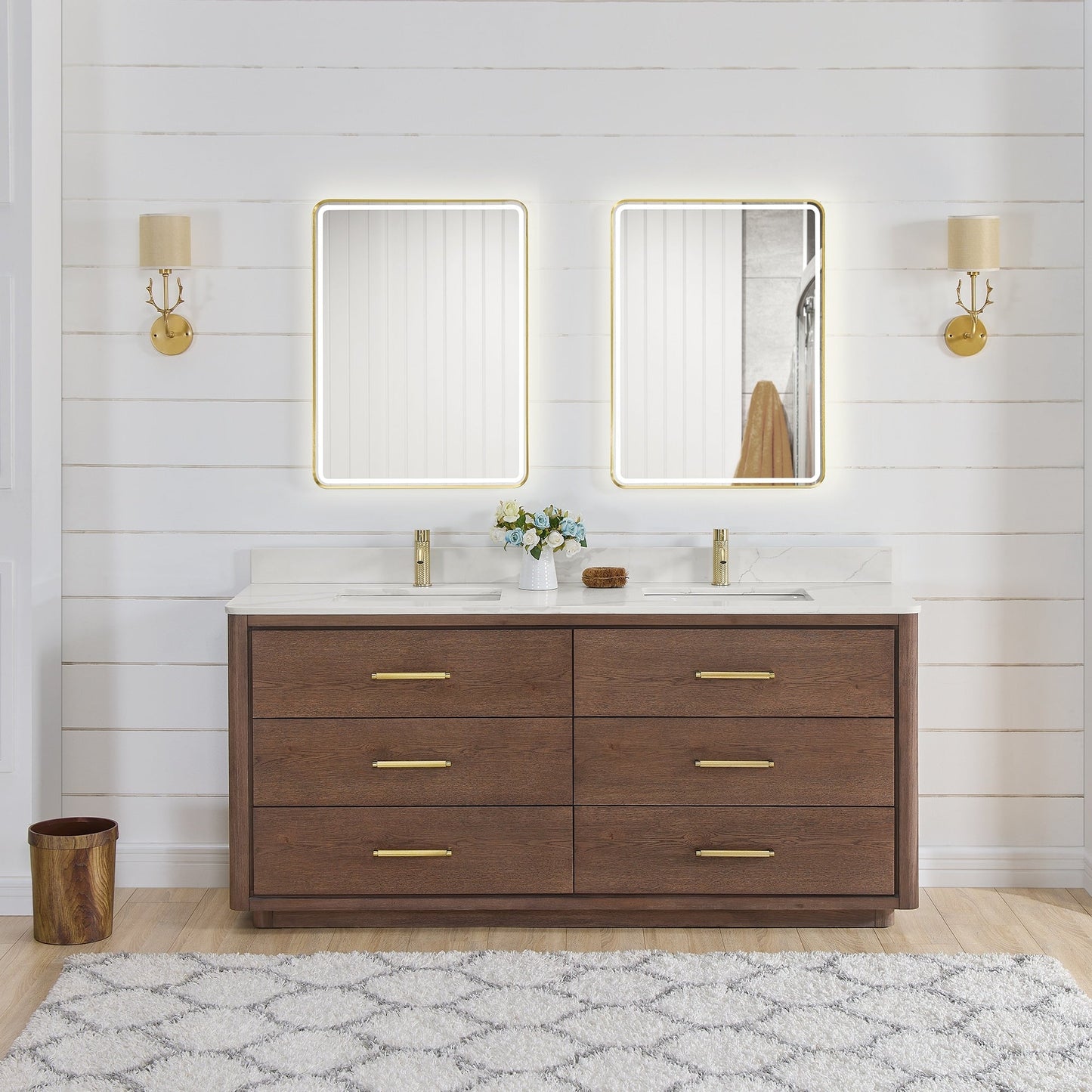 Porto Bath Vanity with White Quartz Stone Top without Mirror