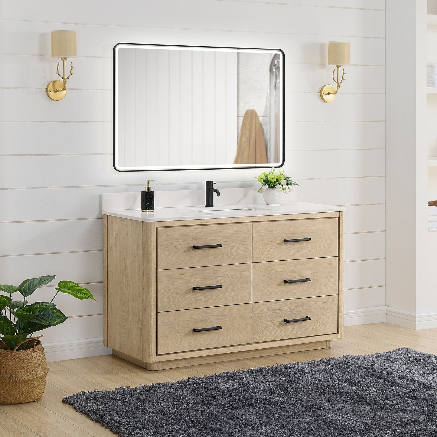 Porto Bath Vanity with White Quartz Stone Top without Mirror