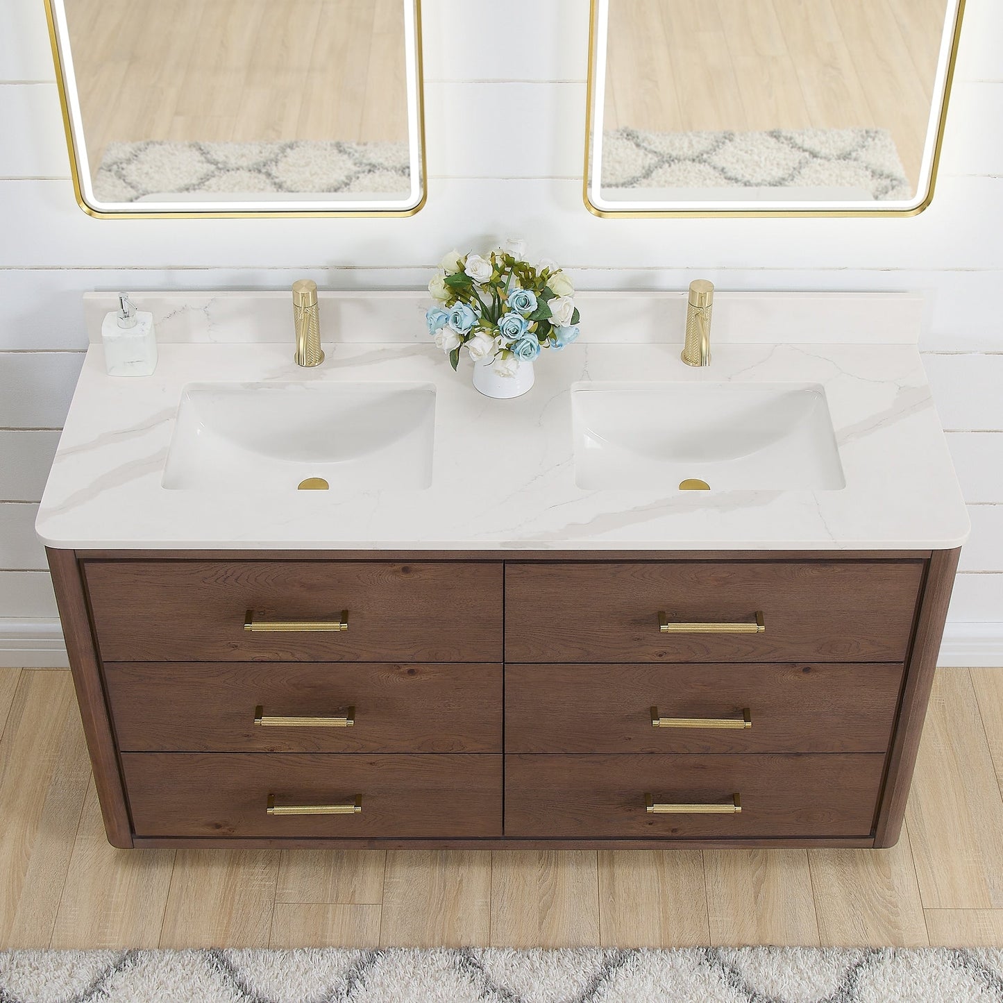 Porto Bath Vanity with White Quartz Stone Top without Mirror