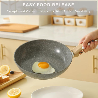 Pots and Pans Set Non stick, Ceramic Cookware Set Nonstick Kitchen Cooking Set w/Frying Pan Saucepan Saute Pan Casserole