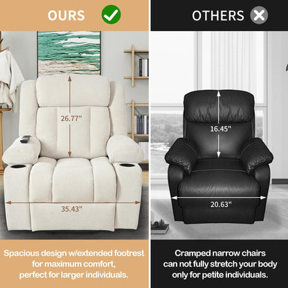 Power Lift Recliner Chair for Elderly, Fabric Lift Chairs w/ Extended Footrest, with 2 Cup Holders,Side Pockets, Remote Control