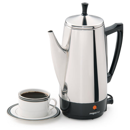 Presto Stainless Steel Coffee Maker, 12 Cup Robust Percolator Coffee, Silver - 2.79