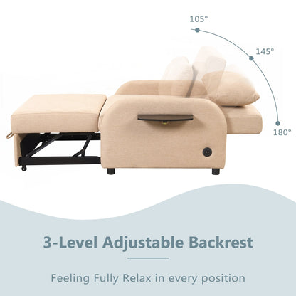 Pull Out Sofa Sleeper 3 in 1 with 2 Wing Table