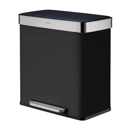 Qualiazero 16 Gal (8 Gal dual unit) Rectangular Recycle Step Can - Stainless Steel