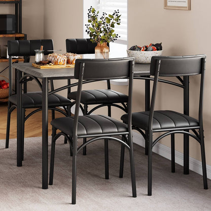 Rectangular Dining Table Set for 4 with Upholstered Chairs