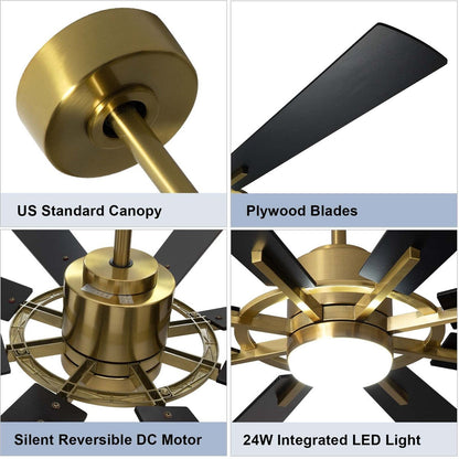 Remote Ceiling fan with Lights Large 8 Wooden Blades