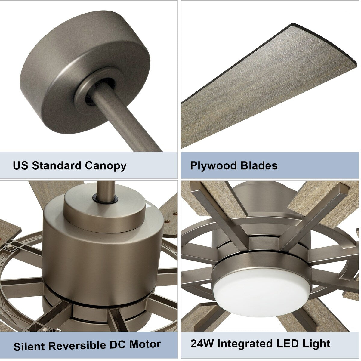 Remote Ceiling fan with Lights Large 8 Wooden Blades