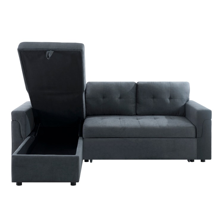 Convertible Reversible Sectional Sofa with Pull-Out Sleeper Bed, Hidden Storage Chaise, and Durable Legs