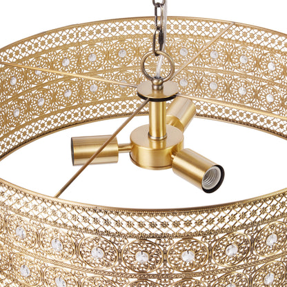 River of Goods Bryar Brass and Crystal 23.5W 3-Light Chandelier - 23.5 x 23.5 x 61.5