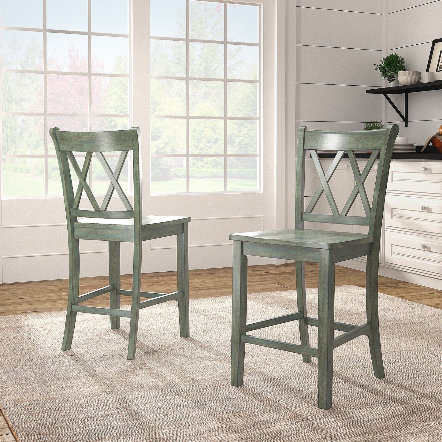 Ronda Double X-Back Counter Height Chairs (Set of 2)