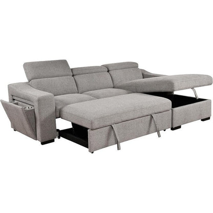 Roomfitters 103 Convertible Sectional Sofa with Storage Chaise, Adjustable Headrests, L-Shaped Sleeper Corner Sofa
