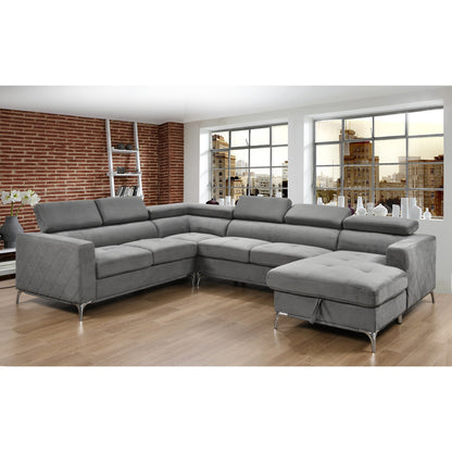 Roomfitters 122 Oversized Sectional Sofa Couch with Chaise Storage, Contemporary U-Shaped 7-Seater Sofa