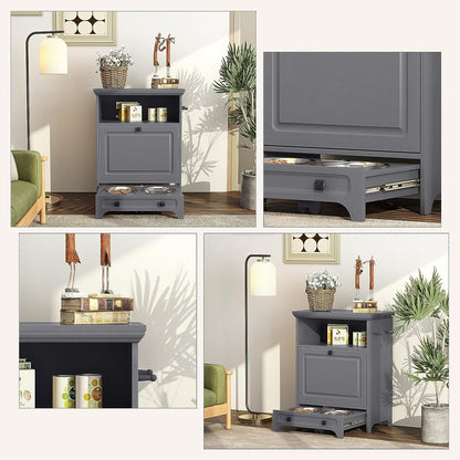 Roomfitters Dog Feeding Station with 2 Elevated Dog Bowls, Tilt Out Pet Feeding Cabinet Station