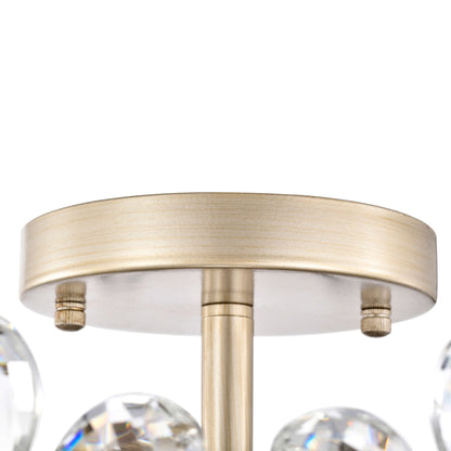 Rosa 6-Light Brushed Silver-ish Champagne Flower Crystal Flush Mount - 17.7 inches in diameter x 8.7 inches H