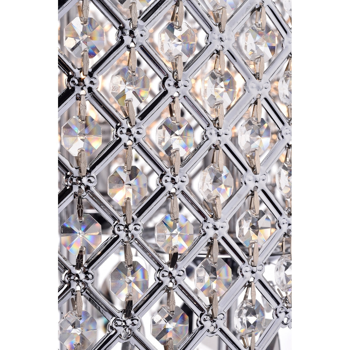 Round Beaded Drum Chandelier with Hanging Crystals