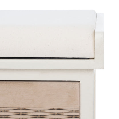 SAFAVIEH Fiorello 3-Drawer with Cushion Storage Bench - 47.3 W x 15 L x 19 H - 47Wx15Dx19H