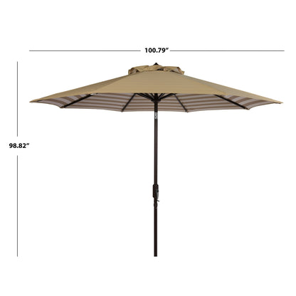 SAFAVIEH Hadire Inside Out Striped 9 Ft Crank Outdoor Umbrella