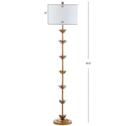 SAFAVIEH Lighting Doretha 64-inch Gold Leaf Led Floor Lamp - 15 x 15 x 63.5 - Antique Gold - 15Wx15Dx64H