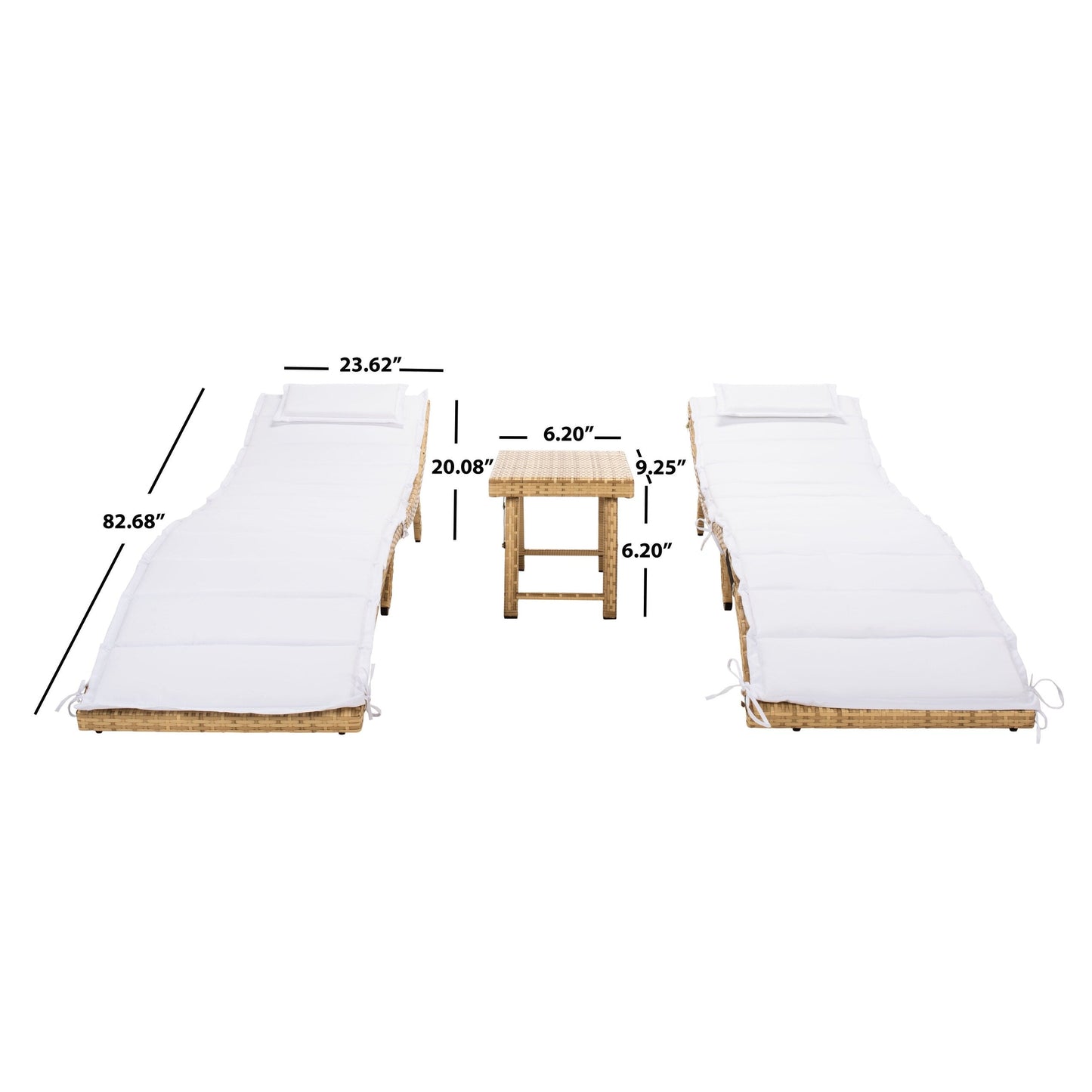 SAFAVIEH Outdoor Blaguna 3-Piece Sun Lounger Set - 83Wx20Dx24H