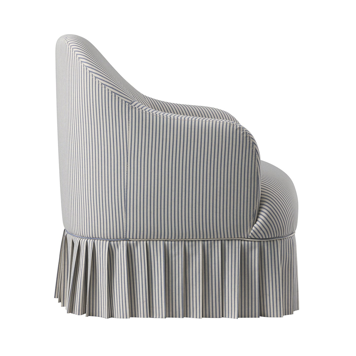 Calliope Skirted Armchair, Blue Striped