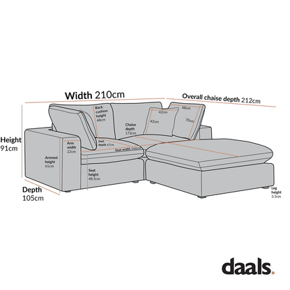 Lutyens Taupe Velvet Modular Sofa, 2-Piece Chaise