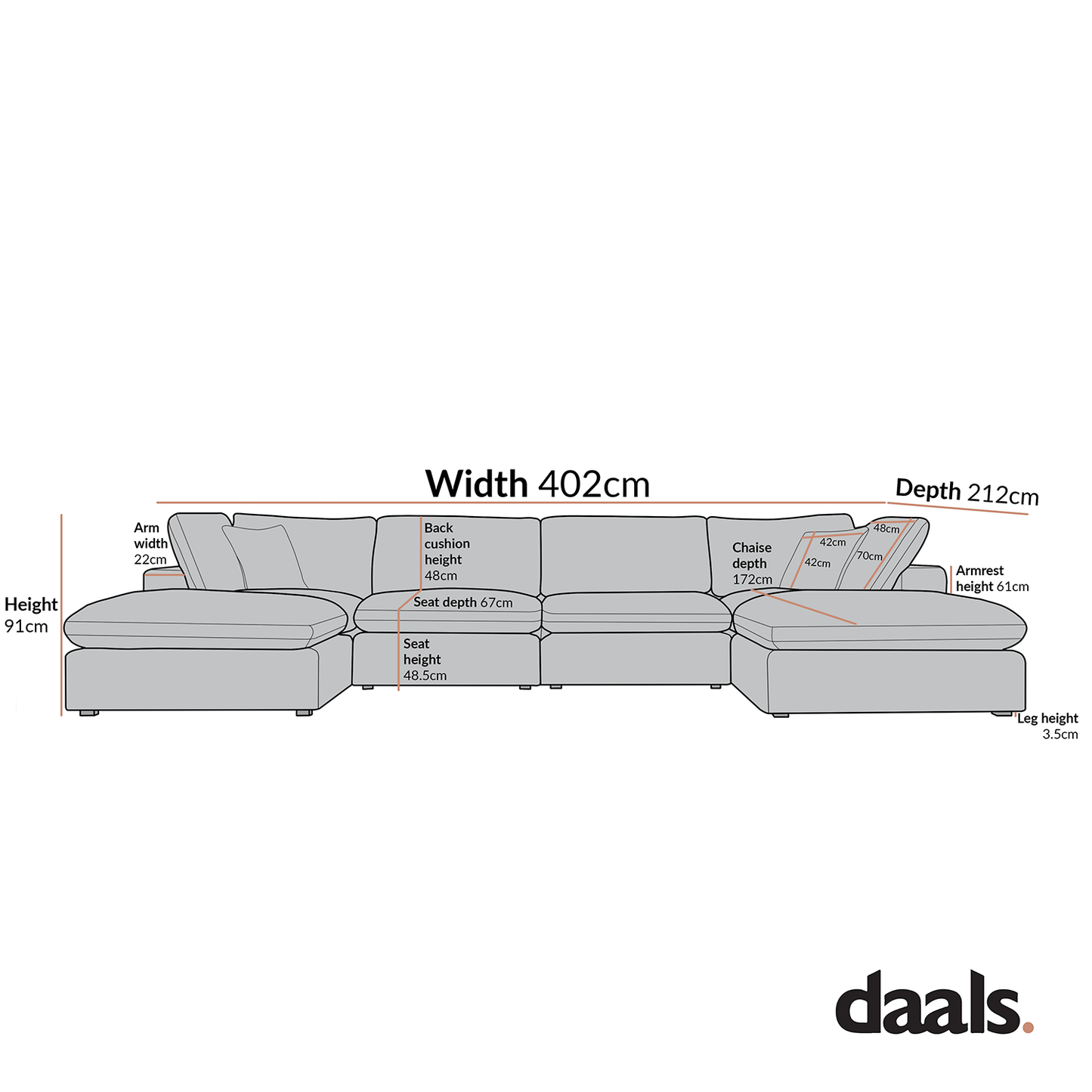 Lutyens Beige Linen Blend Modular Sofa, 6-Piece U-Shape Set