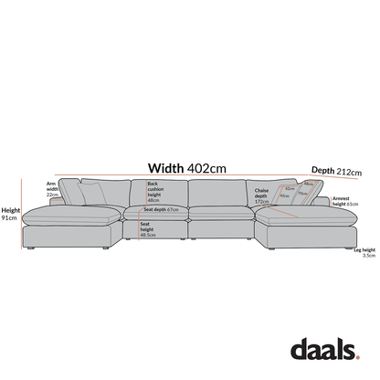 Lutyens Light Grey Linen Blend Modular Sofa, 6-Piece U-Shape Set