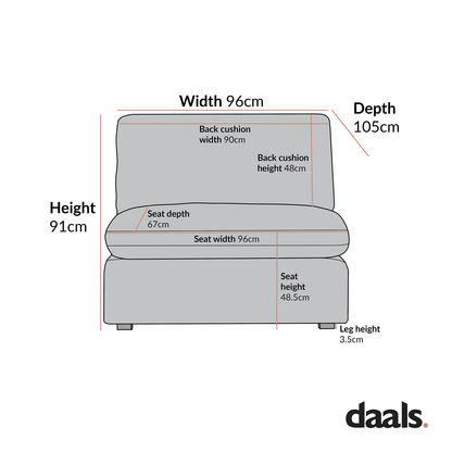 Lutyens Taupe Boucle Modular Sofa, Armless Seat